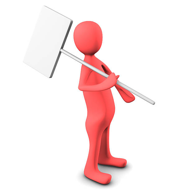 3d person, carry a blank board stock photo
