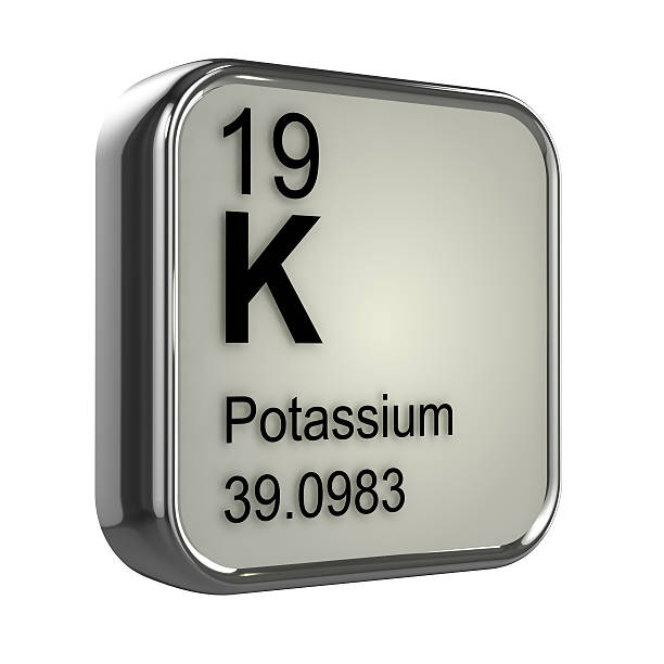 3d Potassium element 3d render of the potassium element from the periodic table potassium stock pictures, royalty-free photos & images