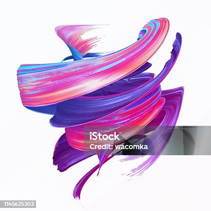 istock 3d render, abstract brush stroke, creative smear clip art, paint splash, dynamic splatter, colorful curl, artistic ribbon, isolated on white background 1145625303