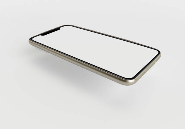 3d render-illustration hand hält das weiße smartphone mit vollbild und modernen rahmen weniger design - isoliert auf weißem hintergrund - smartphone freisteller stock-fotos und bilder