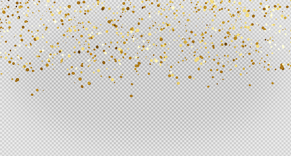 3d render of golden confetti with flying.