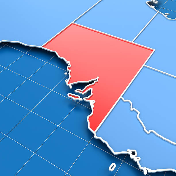 3d render of South Australia map "3d render of Australia map with South Australia highlighted, clipping path includedClick" south australia stock pictures, royalty-free photos & images