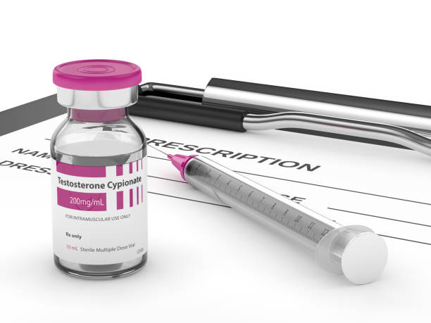 3d render of testosterone cypionate with syringe