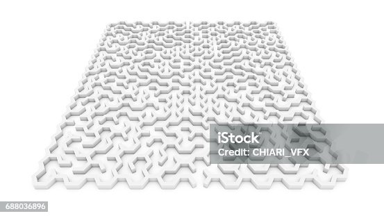 688041046istockphoto 3d Rendering Circular Maze In Top View