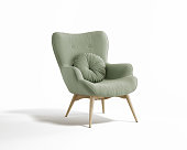istock 3d rendering of an isolated modern pale green mid century cosy lounge wingback armchair 1321320075
