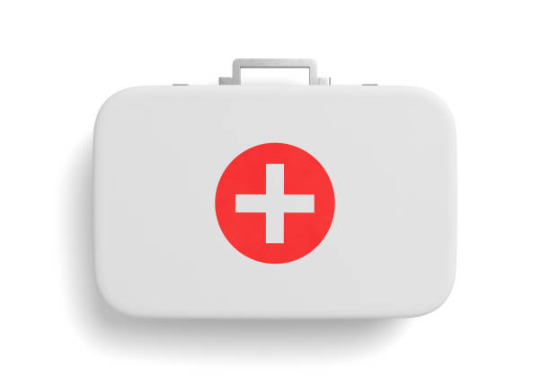 3d rendering of first aid medical box isolated on white background 3d rendering of first aid medical box isolated on white background. Healthcare industry. Medical supplies. Medicine and drugs. first aid stock pictures, royalty-free photos & images