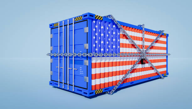 3d rendering of US trade and business lockdown concept design and cargo container. 3d rendering of US trade and business lockdown concept design and cargo container. congressional country club stock pictures, royalty-free photos & images