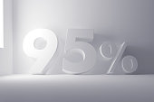 istock 3d rendering white colored 95 percentage sign on white clean background 858209202