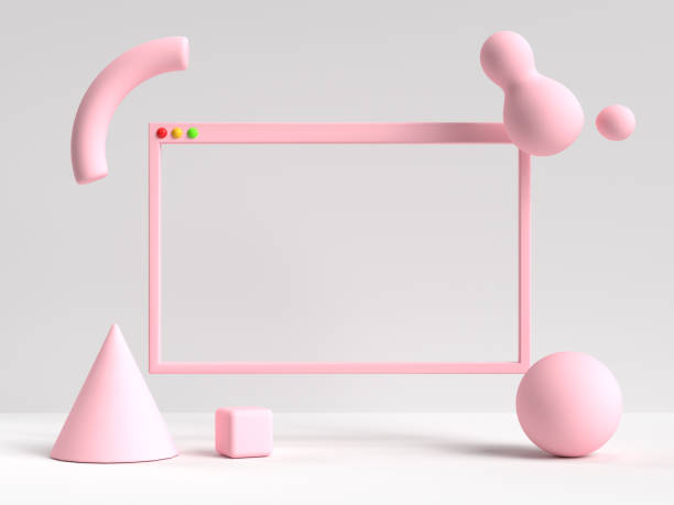 3d rendering vit rosa scen tom ram användargränssnitt abstrakt geometrisk form - stilleben bildbanksfoton och bilder