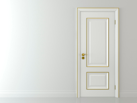 3d White Classic Door With Golden Decoration Stock Photo - Download ...