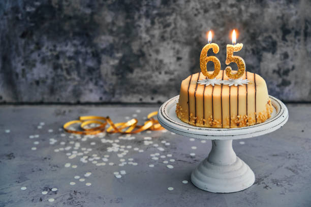 65th Birthday Cake stock photo