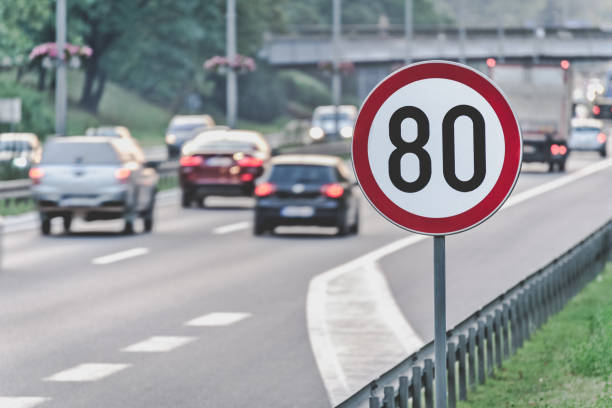80km/h speed limit sign stock photo