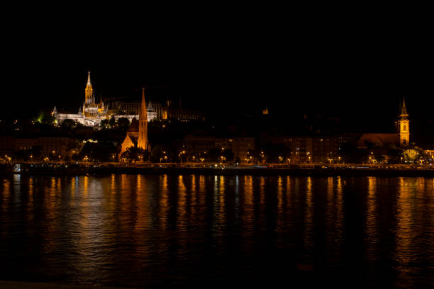 a nightscape photo for budapest city stock photo
