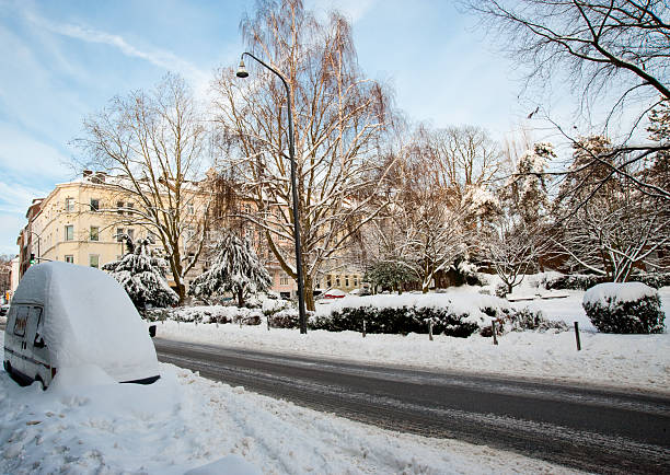 Aachen snow stock photo