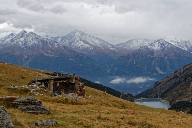 Abandoned farmhouse in the French Alps stock photo