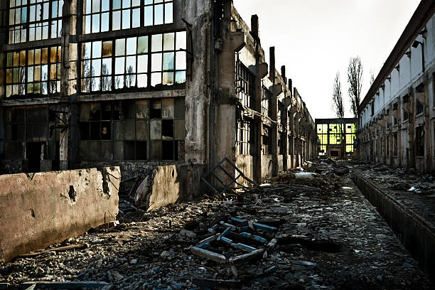 Abandoned industrial building stock photo