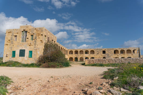 Abandoned isolation hospital on the island of Comino Malta stock photo