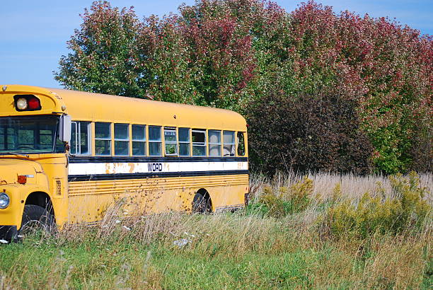 Abandoned Schoolbus stock photo