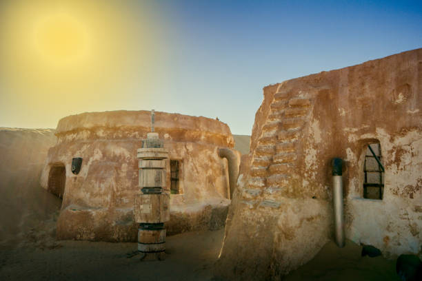 Abandoned sets for the shooting of the movie Star Wars stock photo
