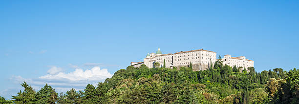 Abbey of Montecassino near Cassino in Lazio, Italy Abbey of Montecassino near Cassino in Lazio, Italy abbey monastery stock pictures, royalty-free photos & images
