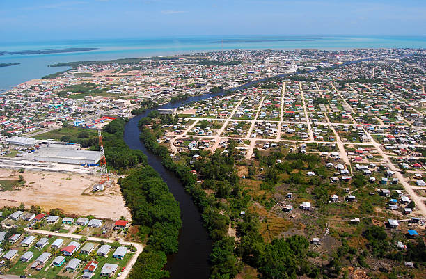 Above Belize City stock photo