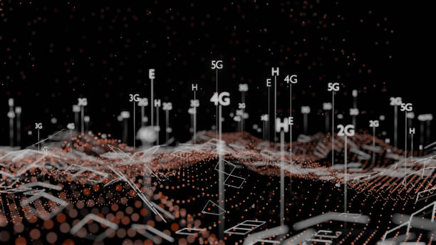 Abstract 3D illustration represent 5G, 4G, 3G, 2G mobile technology stock photo