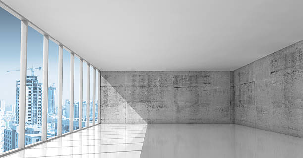 arrière-plan de l'architecture, vide intérieur avec murs de béton - fond studio minimaliste beton photos et images de collection