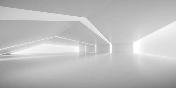 abstrakt arkitekturutrymme, inre med hårdnavägg. 3d render. - white room bildbanksfoton och bilder