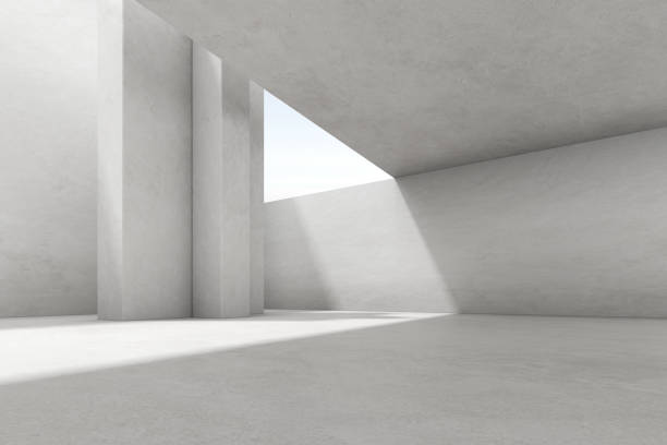 Abstract architecture space, Interior with concrete wall. 3d render. stock photo