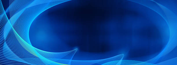 Abstract Background 25 Combination of photography and computer generated graphics. Fluorescent blue and emerald green colored lines with different sharpness, thickness and intensity, curving, circling and creating an oval frame on a dark blue background. dance music stock pictures, royalty-free photos & images