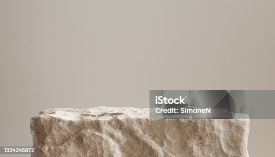 istock Abstract background for cosmetic product branding, identity and packaging inspiration. Stones with podium for display product. 1334245872