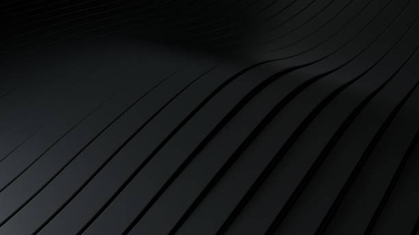 abstrakt bakgrund med svarta vågiga ränder. abstrakt skurna pappersränder. mjuk ljuseffekt. modern svart bakgrundsmall för dokument, rapporter och presentationer. sci-fi futuristic. 3d-rendering - svart bakgrund bildbanksfoton och bilder