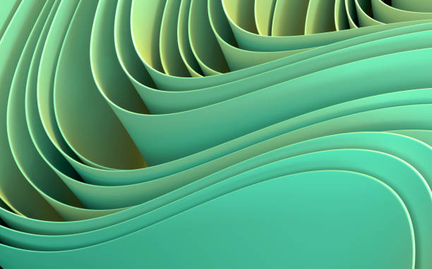 Abstract background with curved green shapes stock photo