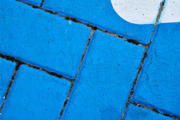 Abstract:  Blue bricks with white oval in top right. stock photo