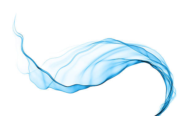 abstract blue waving smoke ribbon stock photo