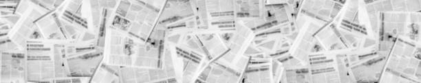 Abstract blurred image of old newspapers. Media news concept. Panoramic image. stock photo