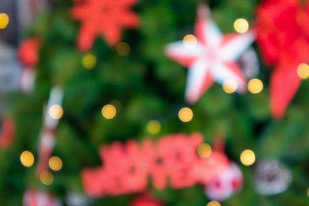 Abstract christmas holiday with festive gold bokeh light on tree...