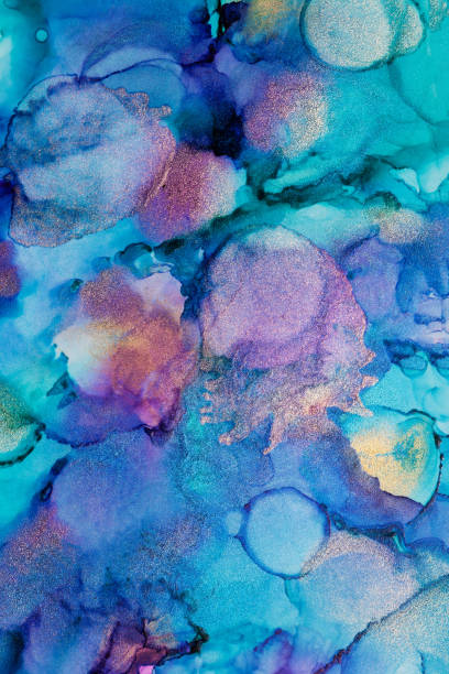 Abstract colorful background. Mixing alcohol ink paintings. Modern art. Paint marble texture. stock photo