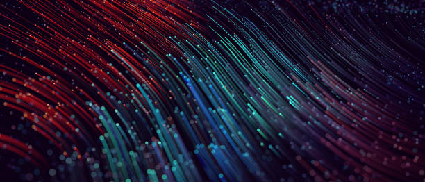 abstract colorful technology lines big data flow - fibra imagens e fotografias de stock