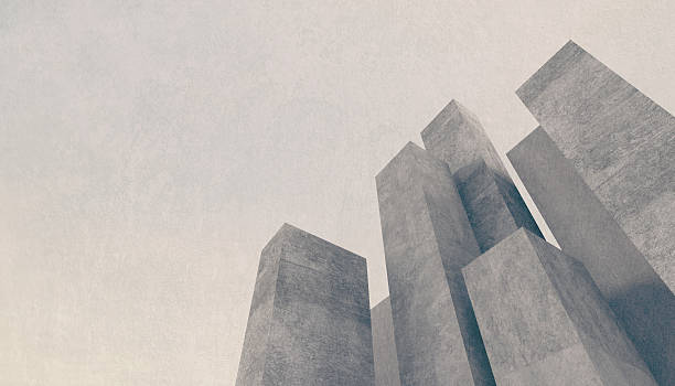추상적임 콘크리트 무시레프 배경에 더해진 솟은 석조 건물 - 기둥 건축적 특징 뉴스 사진 이미지