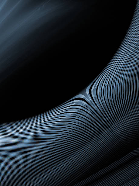 Abstract curved metal stripes with black hole in the middle stock photo