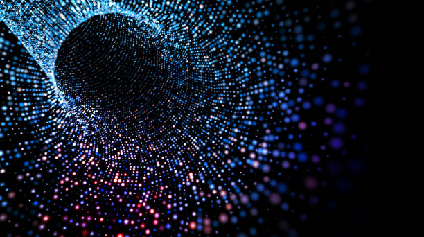 Abstract dots tunnel and waves.3d illustration Science and technology concept.Big data and computing background black hole space stock pictures, royalty-free photos & images
