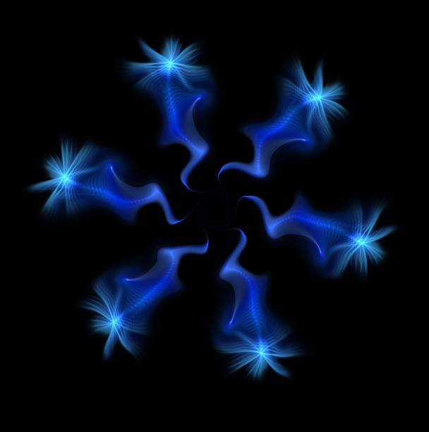 abstrakta fractal magiska glada blå elektriska gnistor bild - flower of life sacred geometry bildbanksfoton och bilder