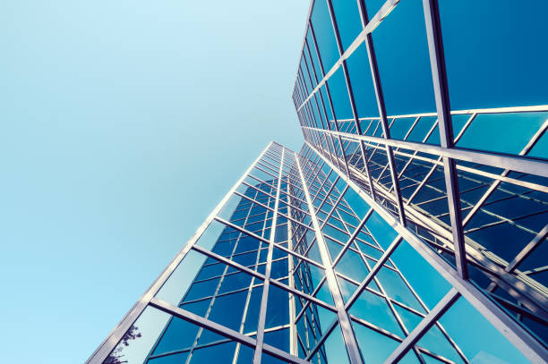 Abstract glass architecture with blue sky stock photo
