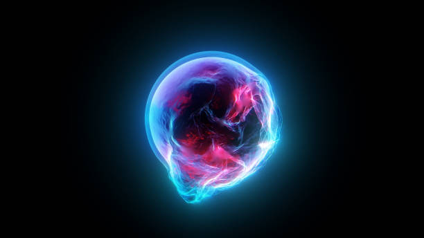 Abstract glowing sphere made of plasma Abstract glowing sphere made of plasma. Isolated on black background plasma ball stock pictures, royalty-free photos & images