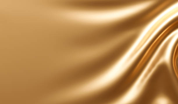 Abstract gold fabric background texture with golden elegant satin material. 3D rendering. stock photo