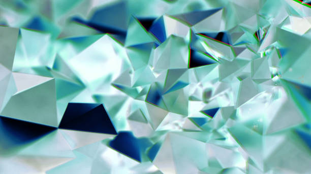 抽象的な緑の結晶三角 bg - エメラルド ストックフォトと画像