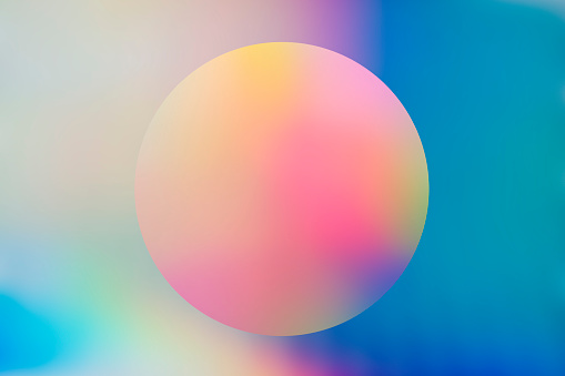 Abstract spectrum holographic background with circle, a trendy colorful backdrop in pastel neon color
