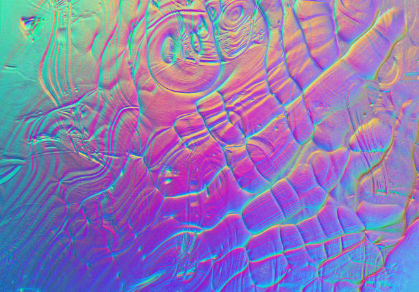 аннотация голографическая фольга фон перл красочные градиент кожи текстура fractal - holographic foil стоковые фото и изображения