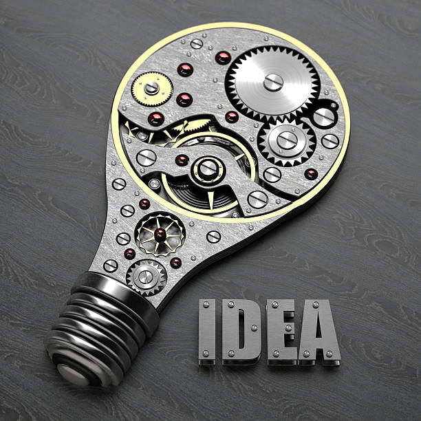 abstract idea. Light bulb with gears inside. 3d High resolution stock photo